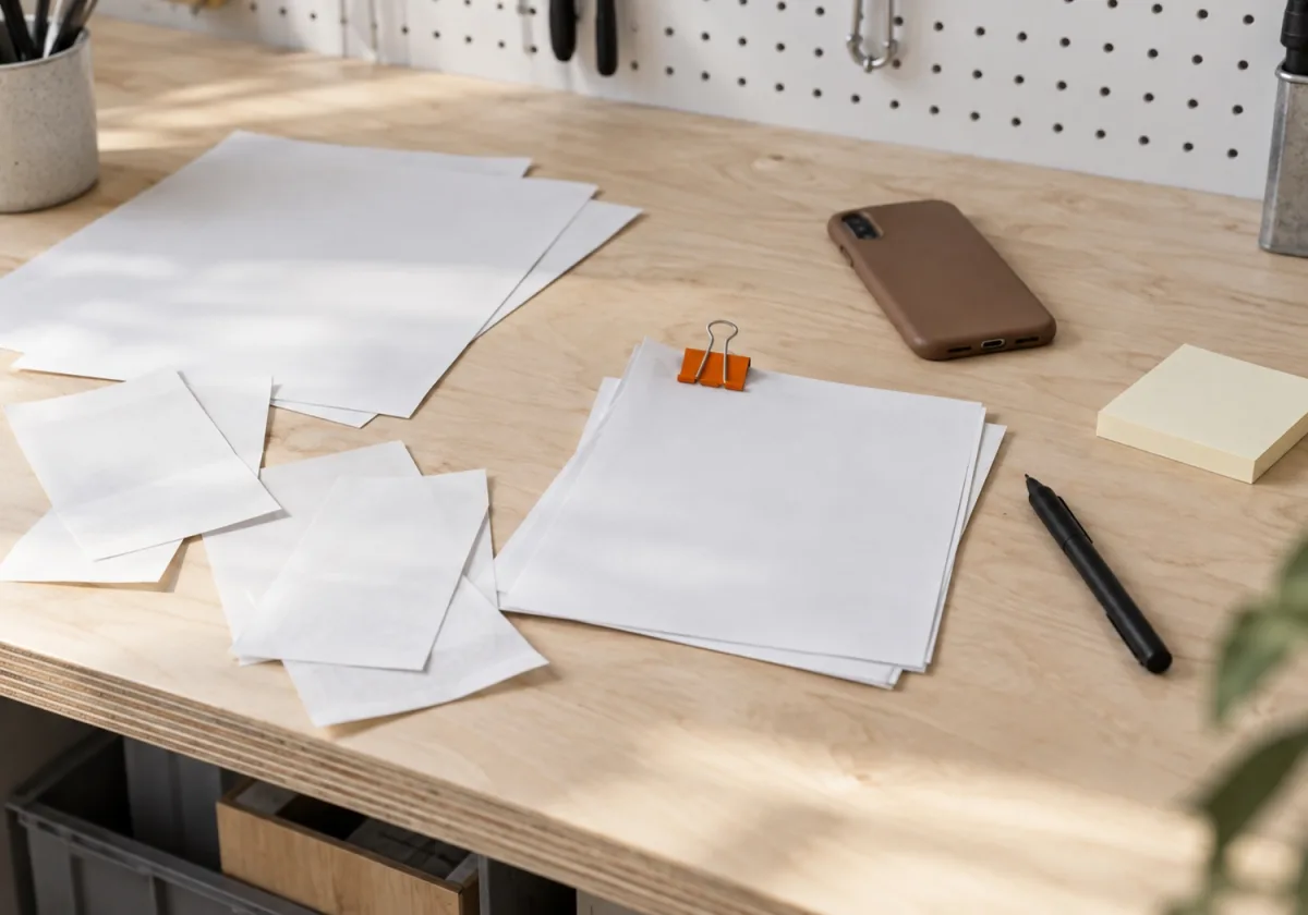 Des papiers et des reçus éparpillés sur un comptoir